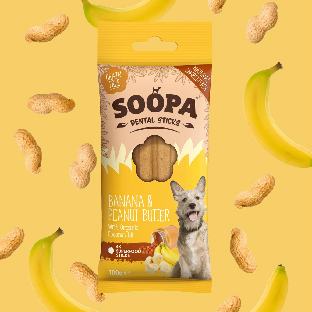 Banana & Peanut Butter Dental Sticks - Dog Treats