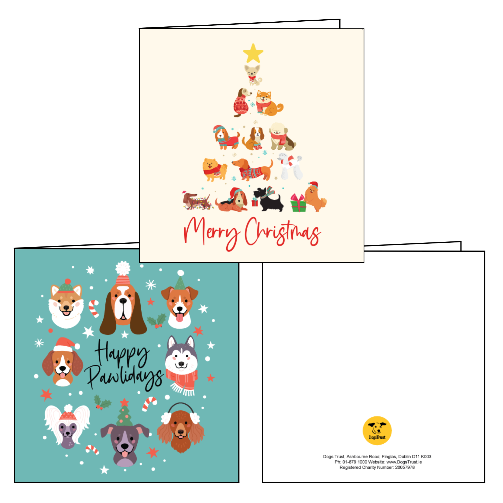 Christmas Cards - Pack of 12 with Adorable Dog Illustrations