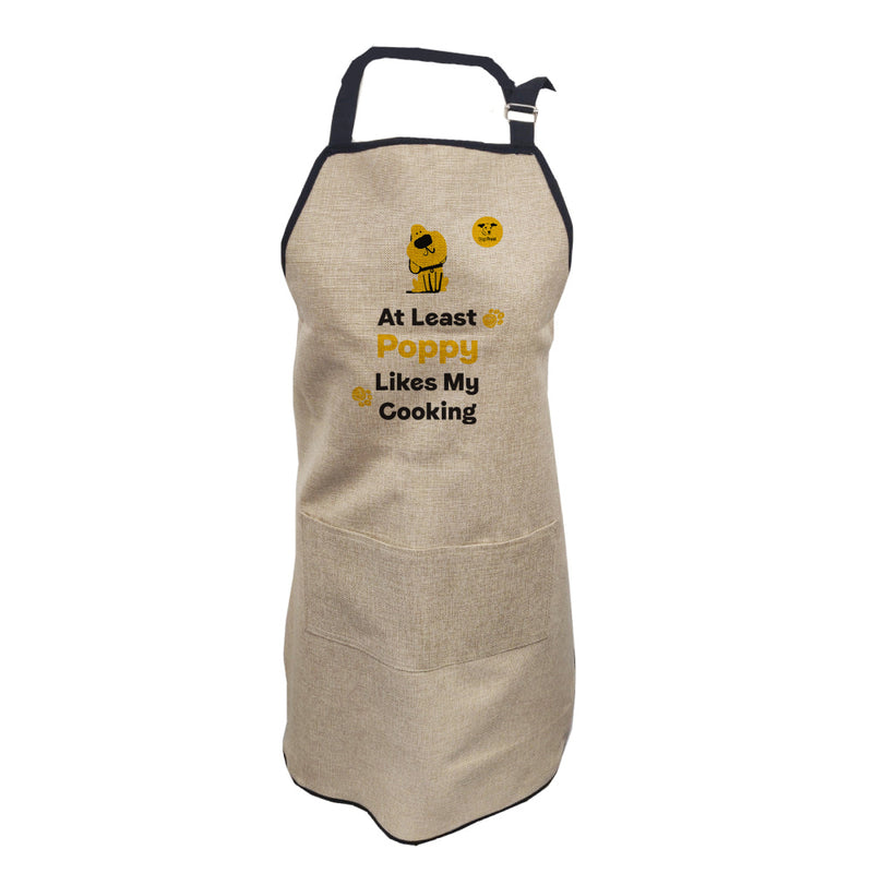 Personalised Linen Apron - Cute Cartoon Dog and Paw Print Design