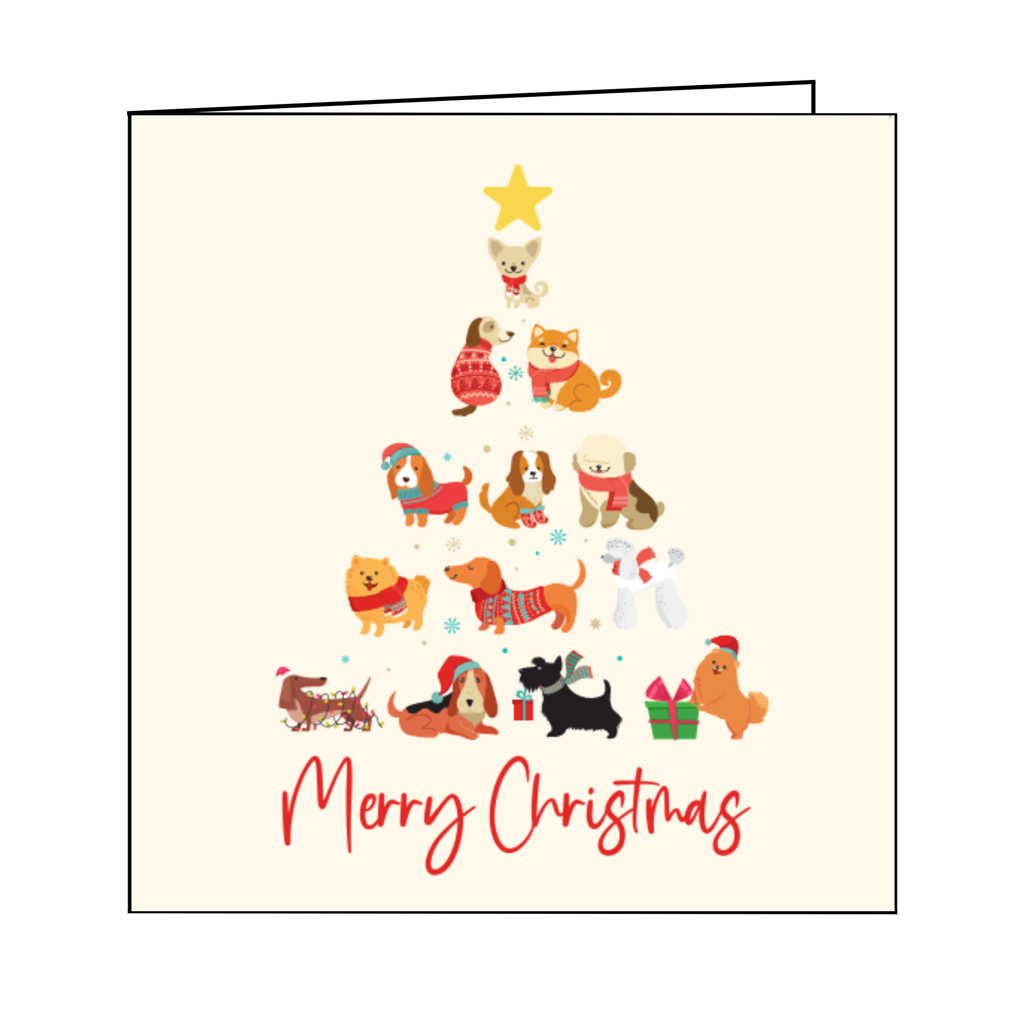 Christmas Cards - Pack of 12 with Adorable Dog Illustrations