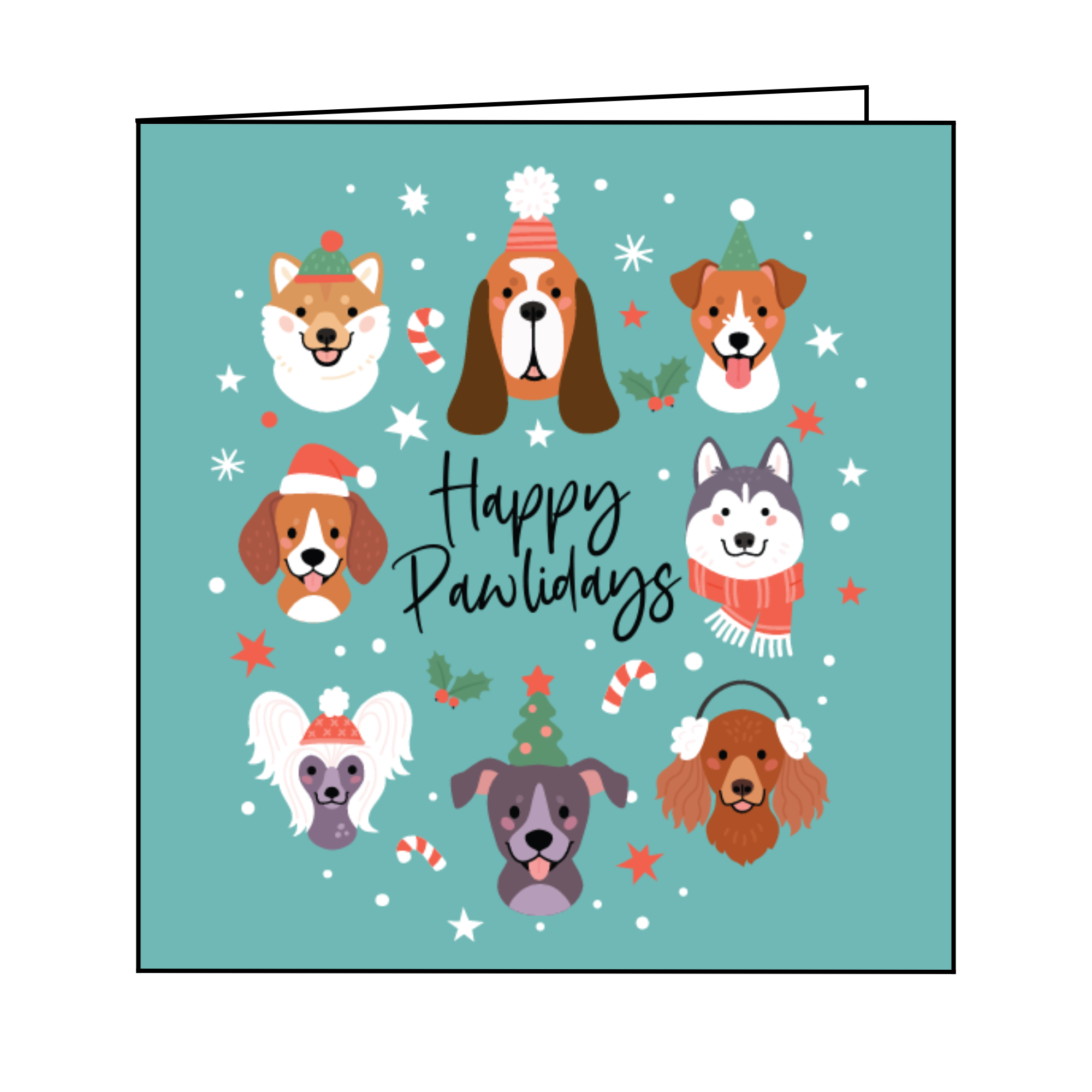 Christmas Cards - Pack of 12 with Adorable Dog Illustrations