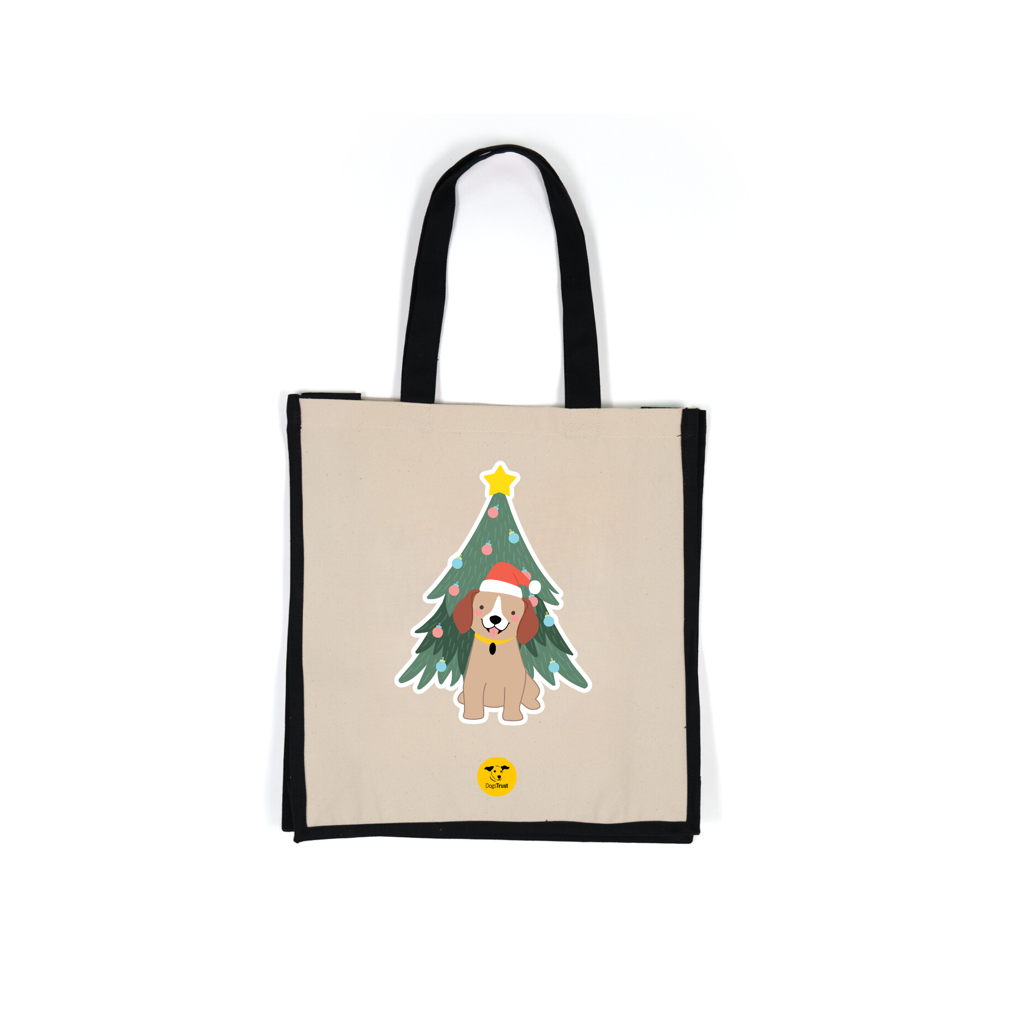 Christmas Tote Bag – Dog and Tree Design