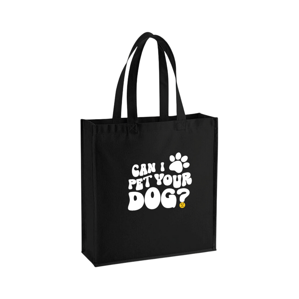 'Can I Pet Your Dog’ Tote Bag - Groovy Text Design